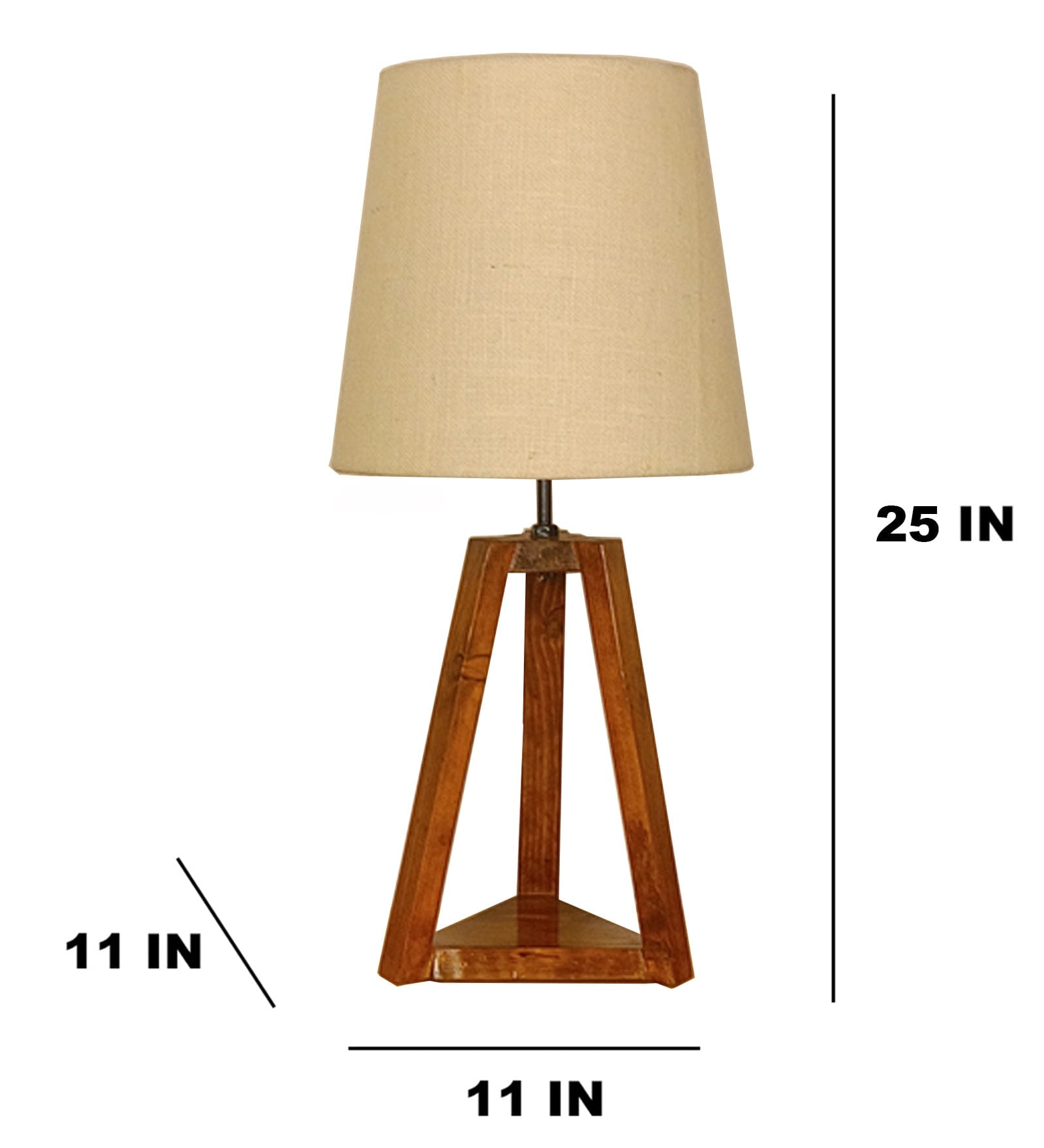 Vantage Brown Wooden Table Lamp with White Jute Lampshade (BULB NOT INCLUDED)