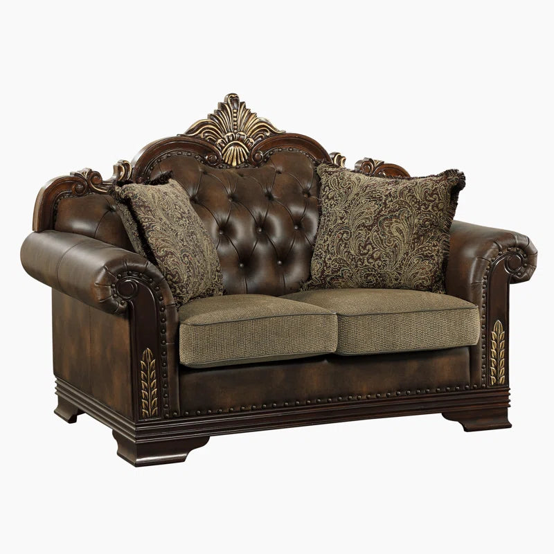 Vega 3-Piece Traditional Living Room Set - Faux leather Living Room Set, Classic Button-Tufted Detail, Sophisticated Nailhead Trim