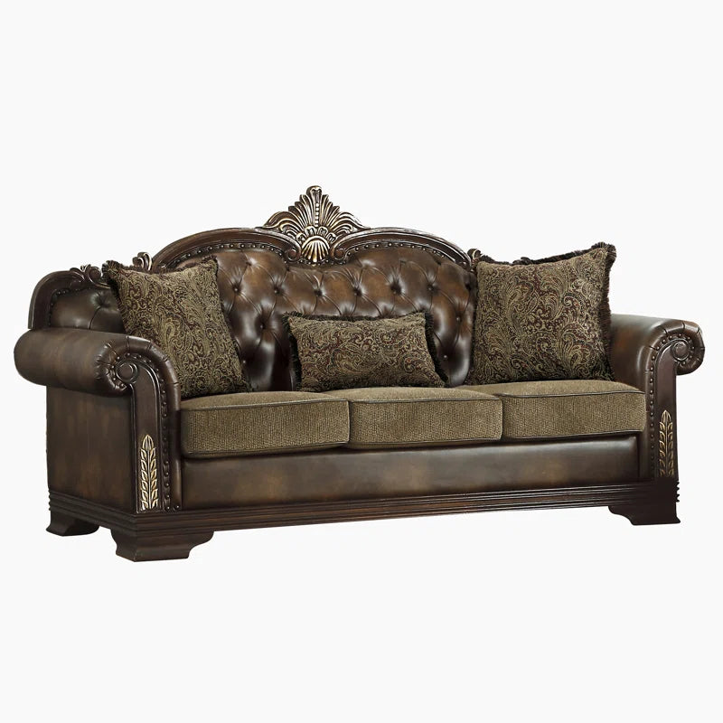 Vega 3-Piece Traditional Living Room Set - Faux leather Living Room Set, Classic Button-Tufted Detail, Sophisticated Nailhead Trim