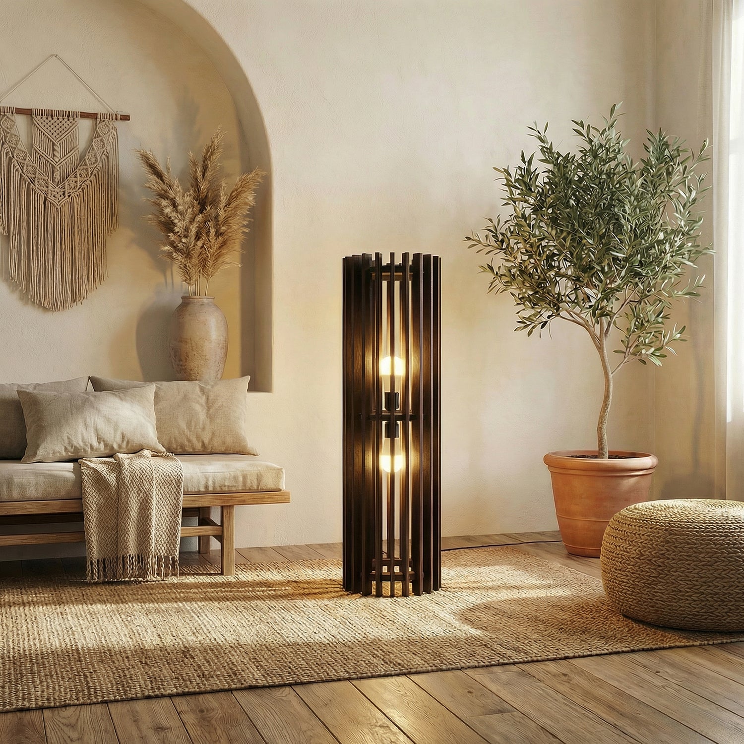 Ventus Duo Wooden Floor Lamp (BULB NOT INCLUDED)