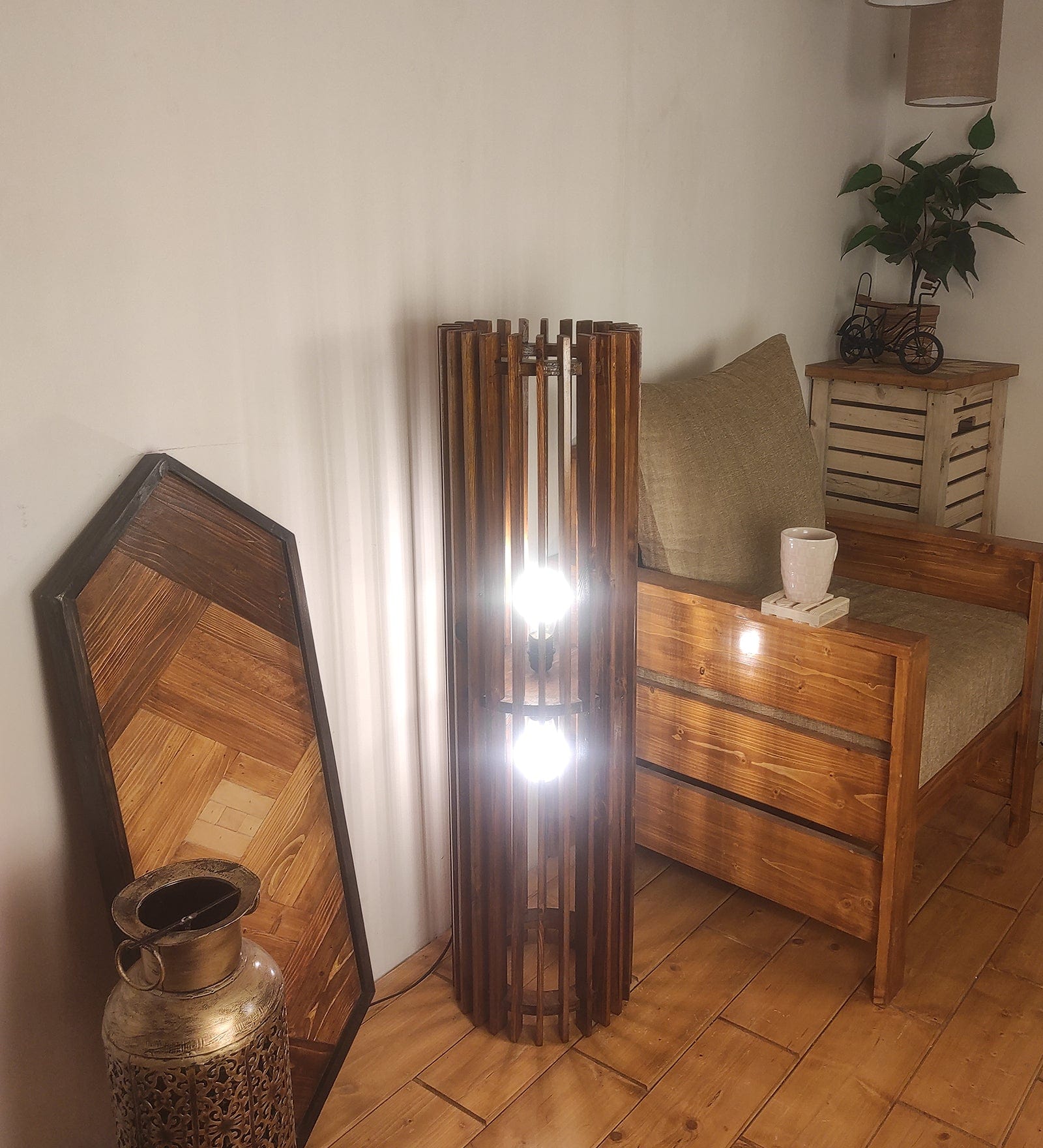 Ventus Duo Wooden Floor Lamp (BULB NOT INCLUDED)