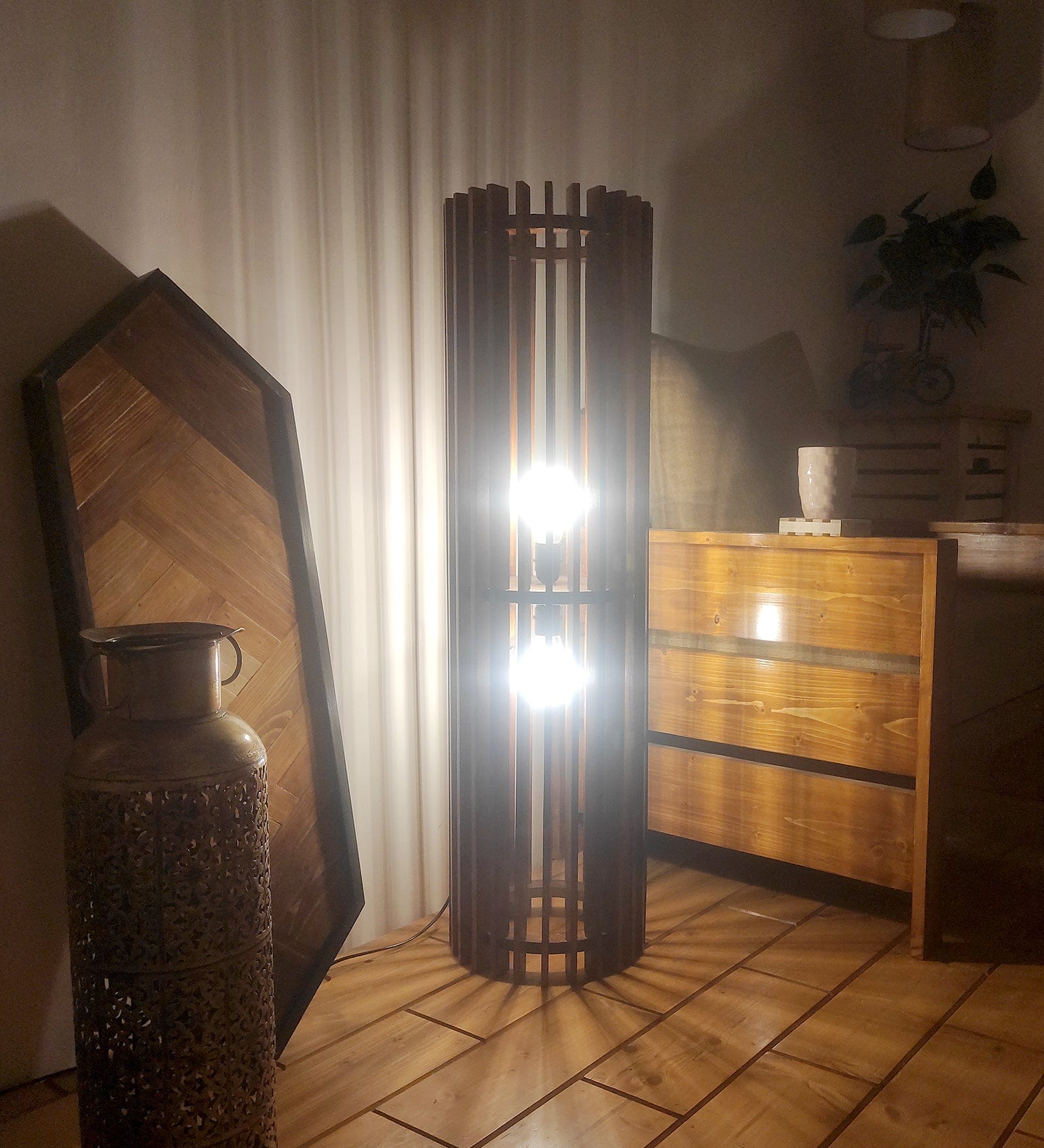 Ventus Duo Wooden Floor Lamp (BULB NOT INCLUDED)