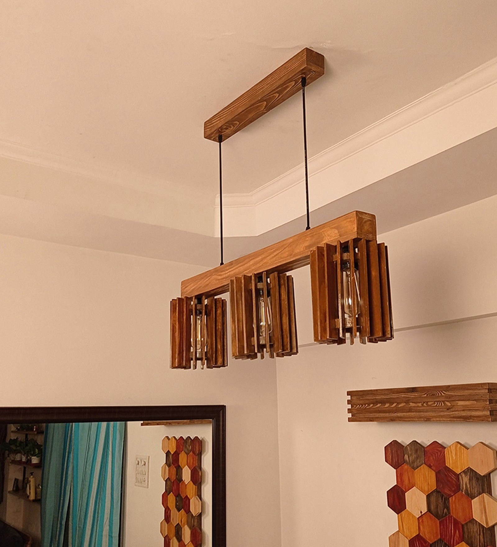 Ventus Brown Wooden Series Hanging Lamp (BULB NOT INCLUDED)