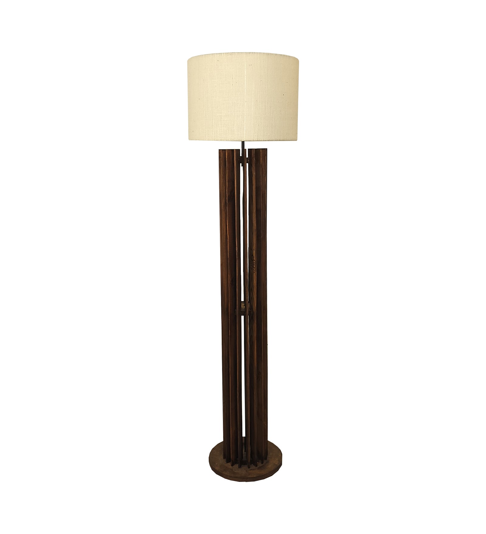 Ventus Wooden Floor Lamp with Premium Beige Fabric Lampshade (BULB NOT INCLUDED)