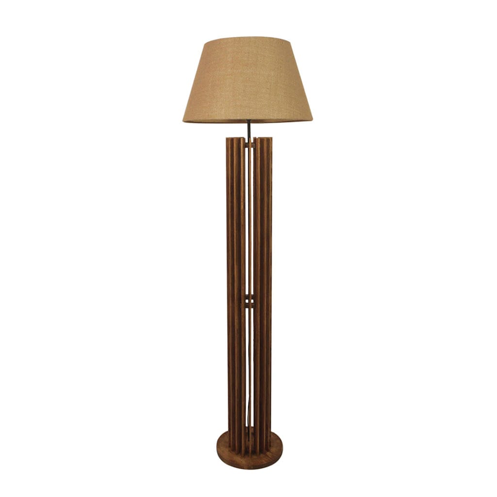 Ventus Wooden Floor Lamp with Premium Beige Fabric Lampshade (BULB NOT INCLUDED)