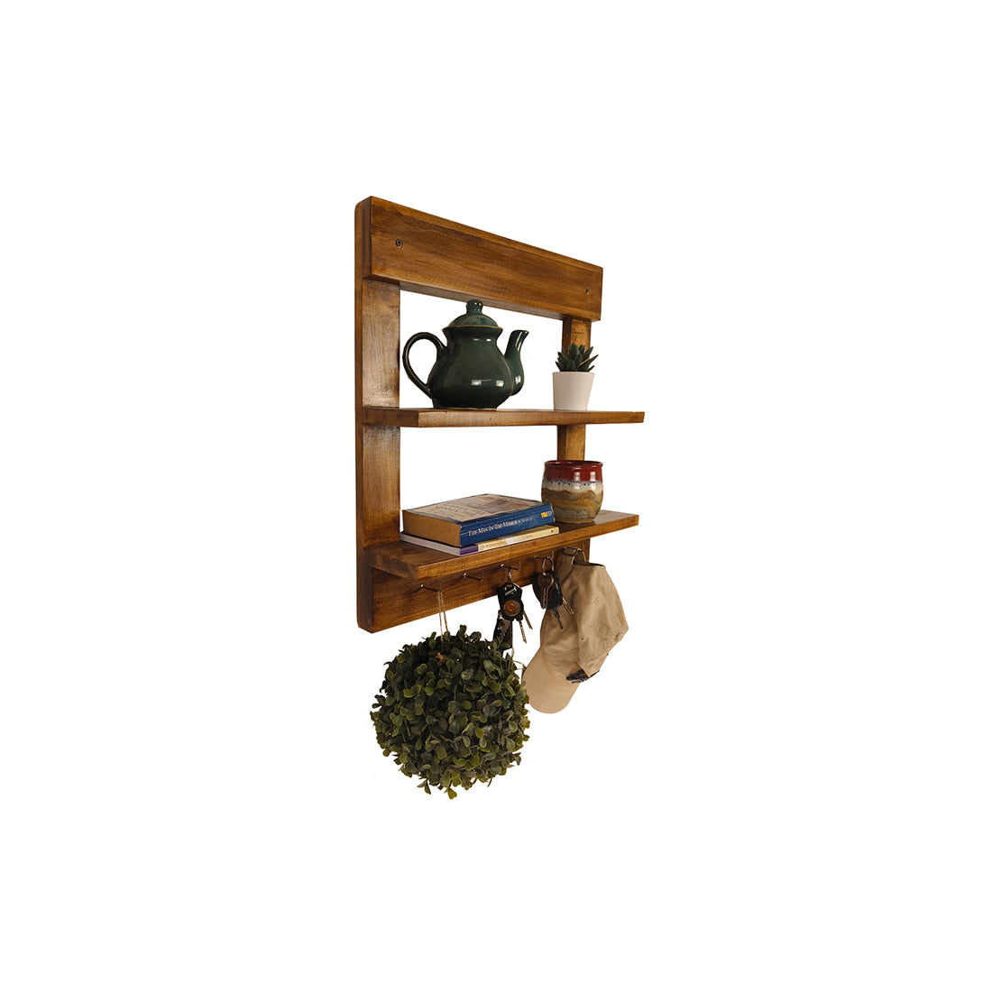 Verona Wooden Wall Shelf Organiser with Key Holders