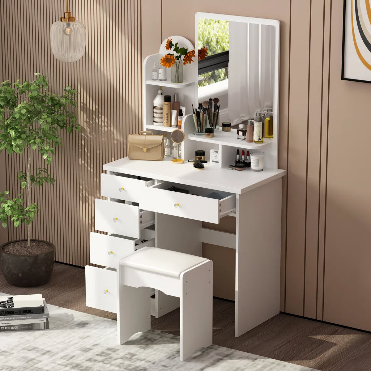 Vitomir Makeup Vanity Desk with Stylish Design and Storage