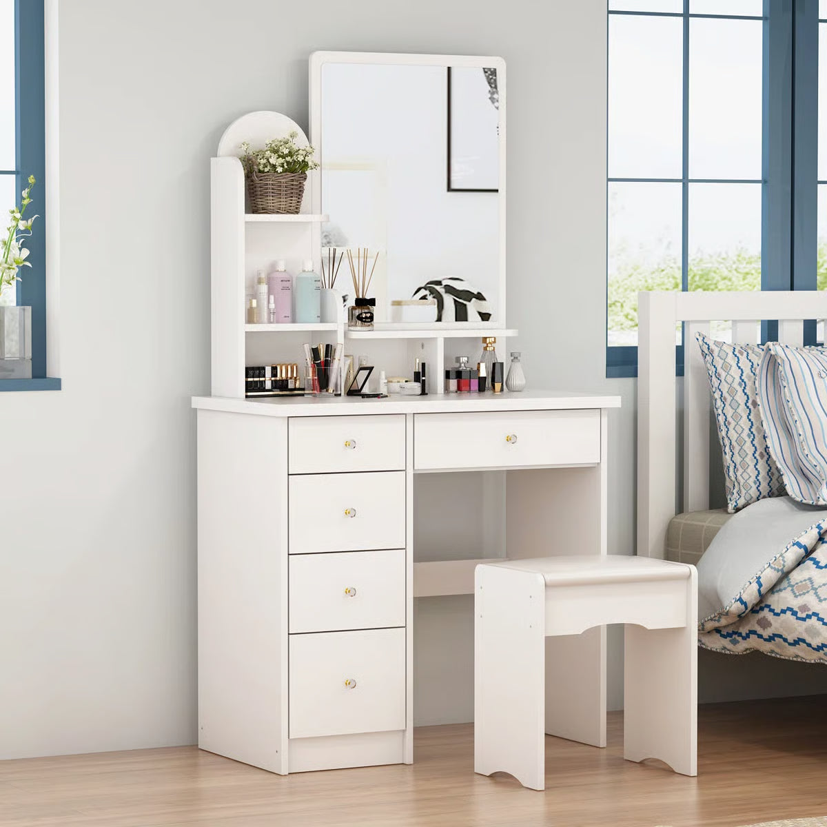 Vitomir Makeup Vanity Desk with Stylish Design and Storage- OUCH CART |Dressing table 