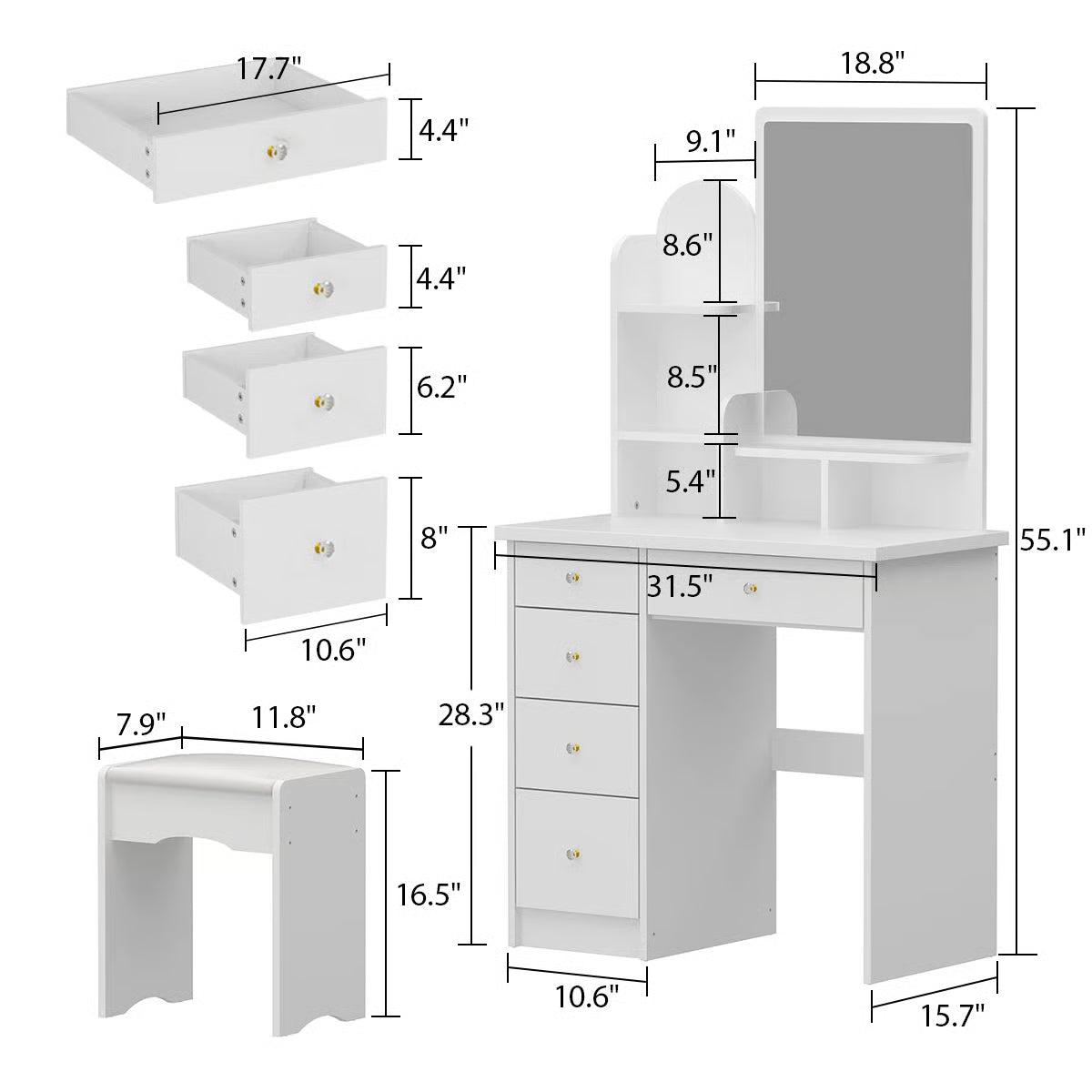 Vitomir Makeup Vanity Desk with Stylish Design and Storage- OUCH CART |Dressing table 