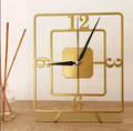 double square gold table clock