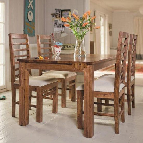 W150xD90xH75cm-550x550.jpg Sheesham Wood Four Seater Dining Table Set in Honey Finish - Image 1
