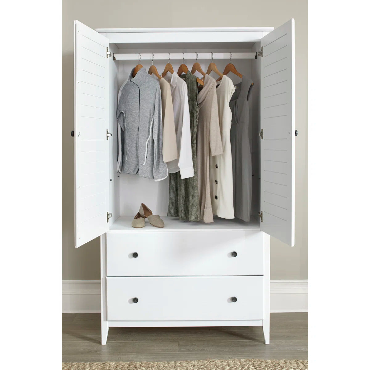 Greenport Armoire Large Storage Solid Wood Wardrobe for Bedroom-OUCH CART | Wardrobe 