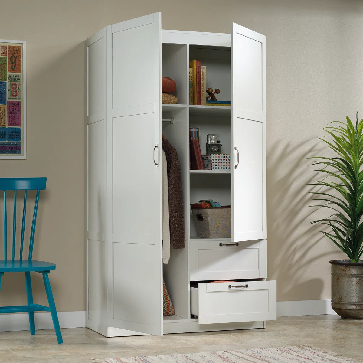 Lott Bedroom Storage Armoire with Ample Space-OUCH CART | Wardrobe