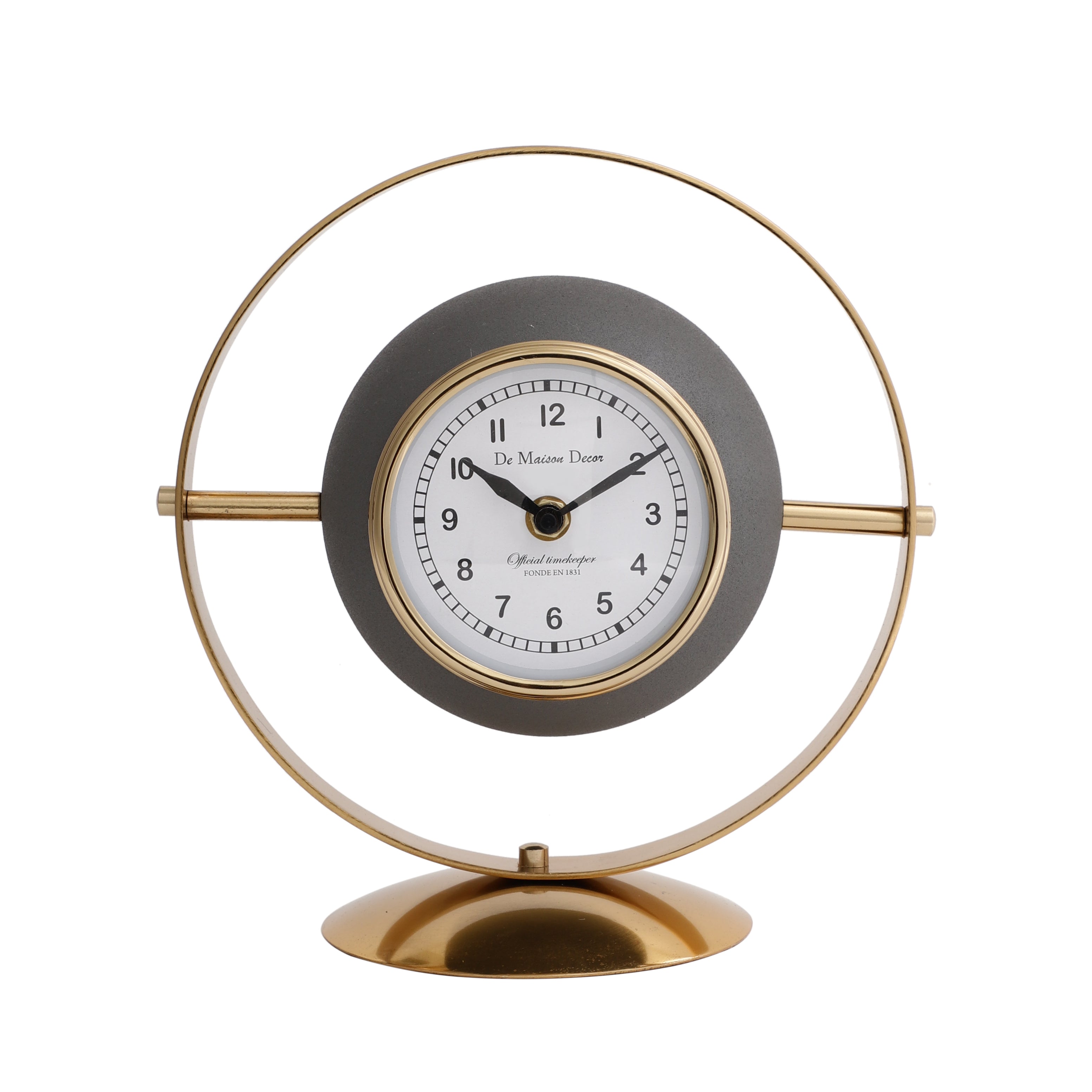 Halo Clock In Ivory Grey & Gold