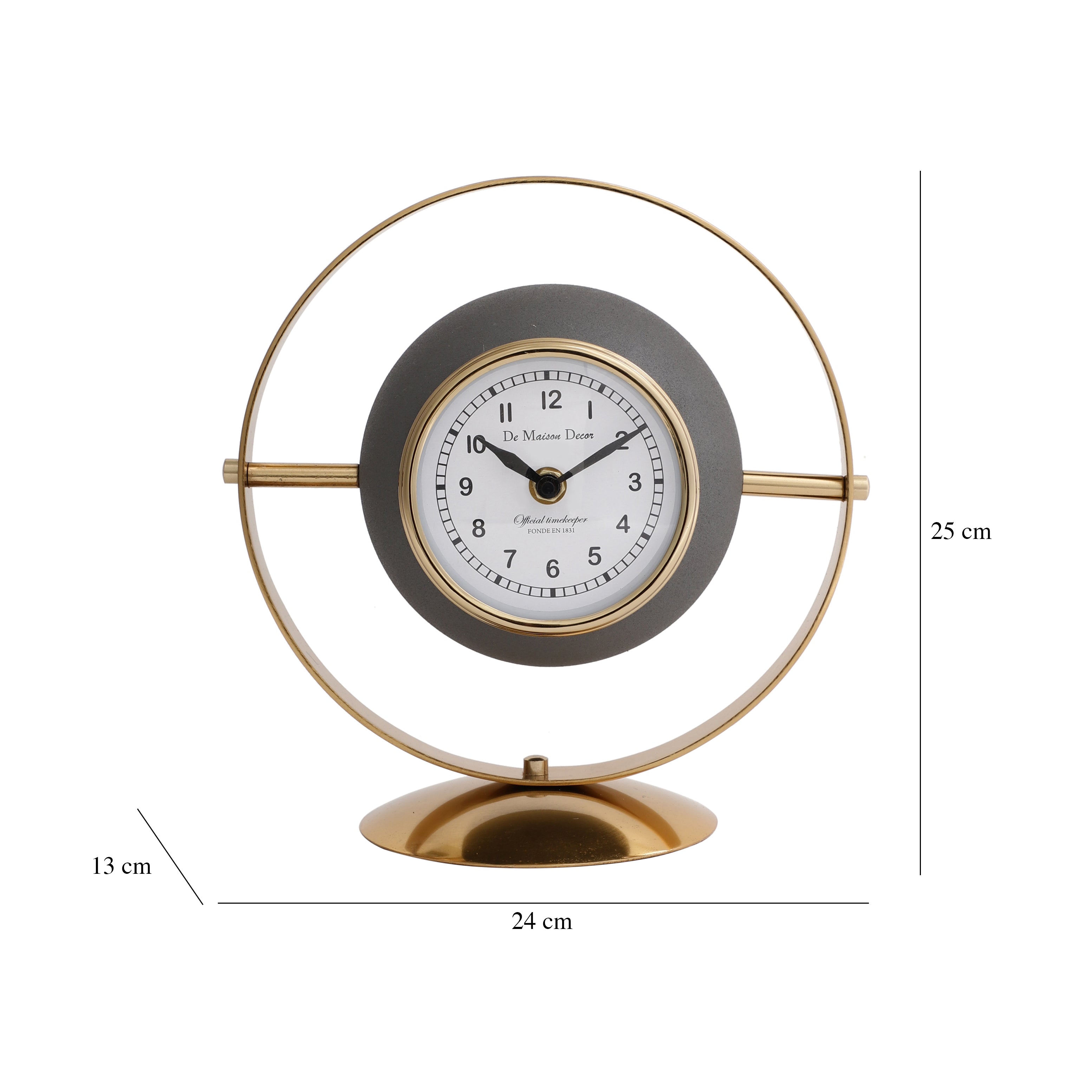 Halo Clock In Ivory Grey & Gold