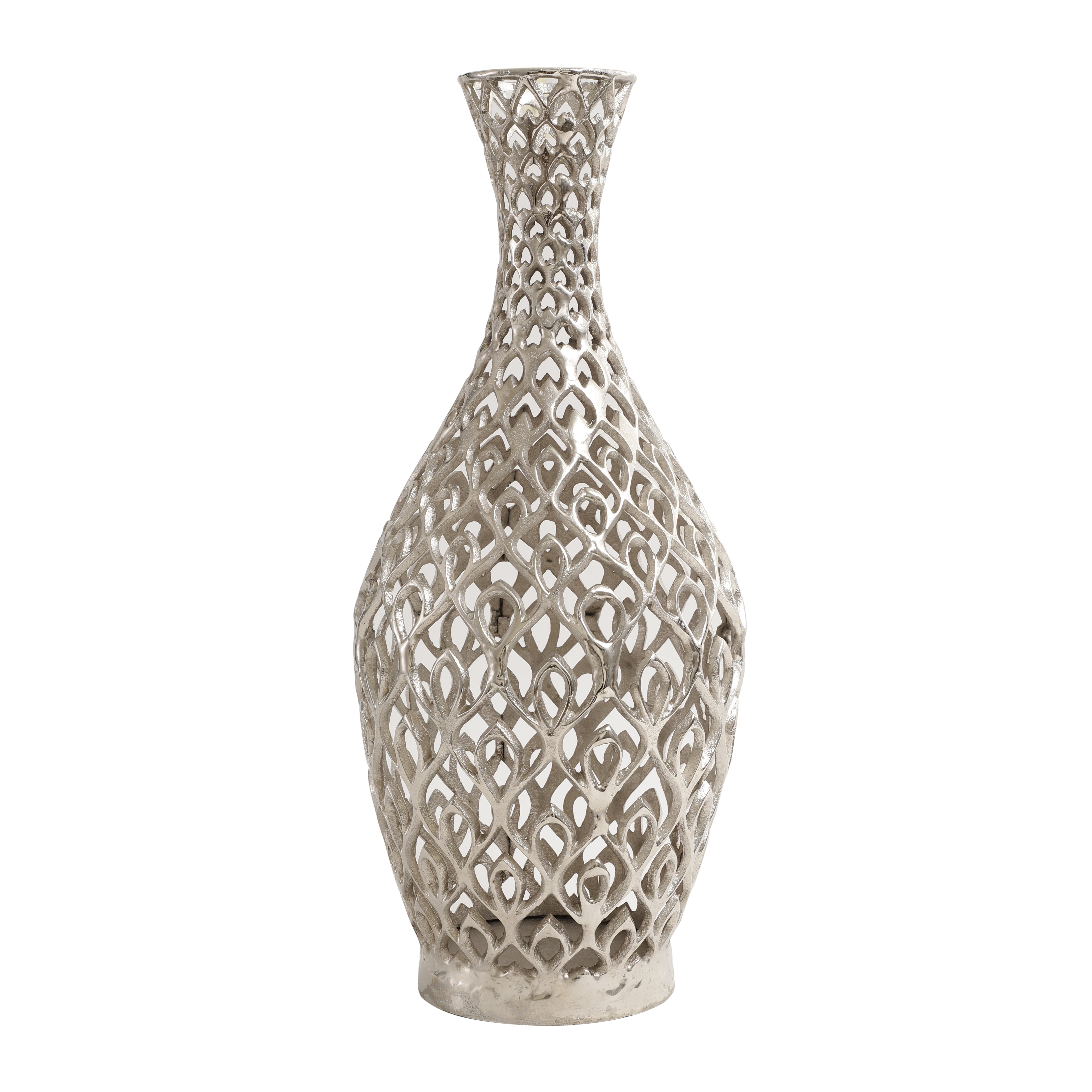 Cavendish Ornate Metal Floor Vase In Silver