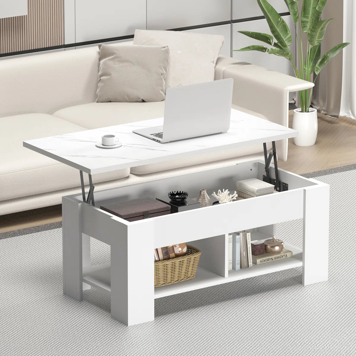 Sparta Lift Top Extendable Coffee Table With Storage-OUCH CART | Center table 