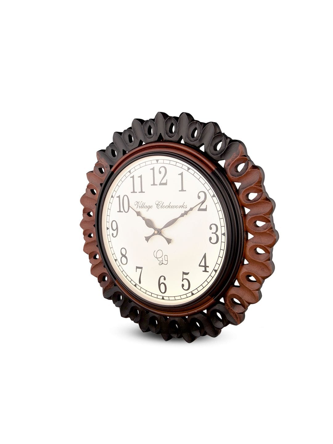 Round Wooden Carving 18 Inches Wall Clock
