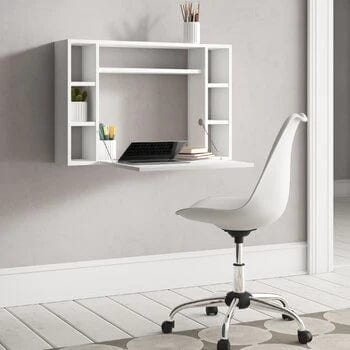 Wall-Mounted Floating Table Laptop Home Office Desk With Drawer