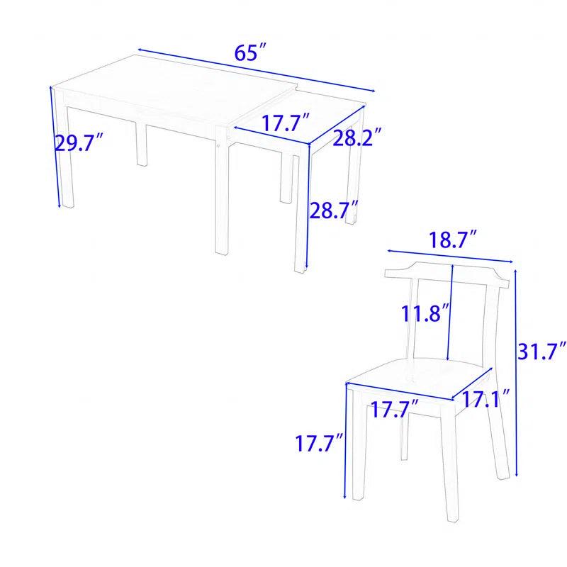 5-Piece Dining Set with Extendable Table and Comfortable Chairs - Ouch Cart 