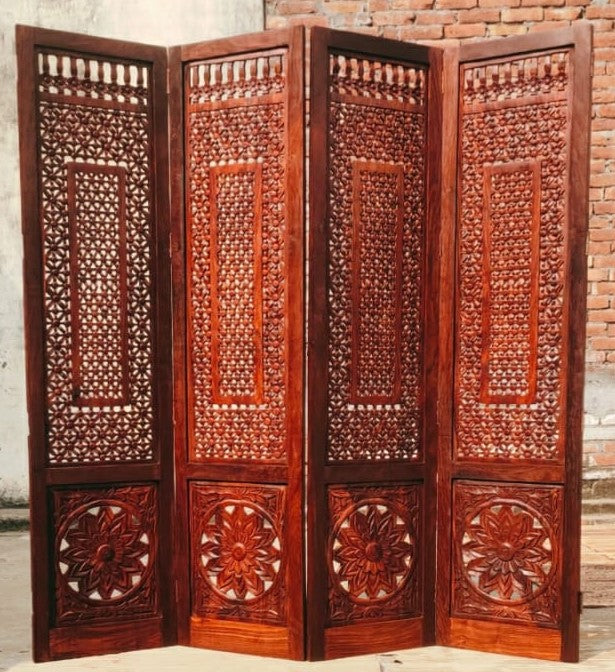 4 Panel Wooden Partitions Room Dividers Screen Separators for Living Room