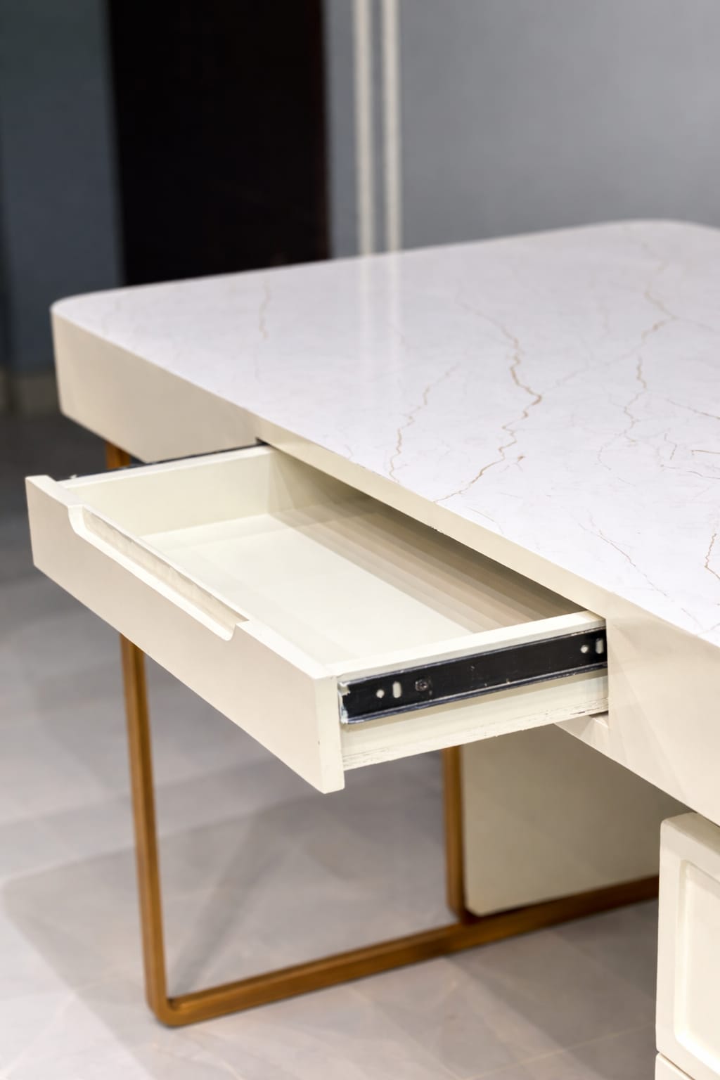 Stone Office Executive Desk with Storage for Computer