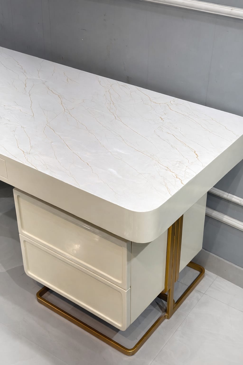 Stone Office Executive Desk with Storage for Computer