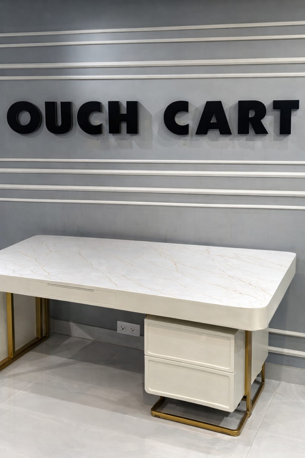 Stone Office Executive Desk with Storage for Computer