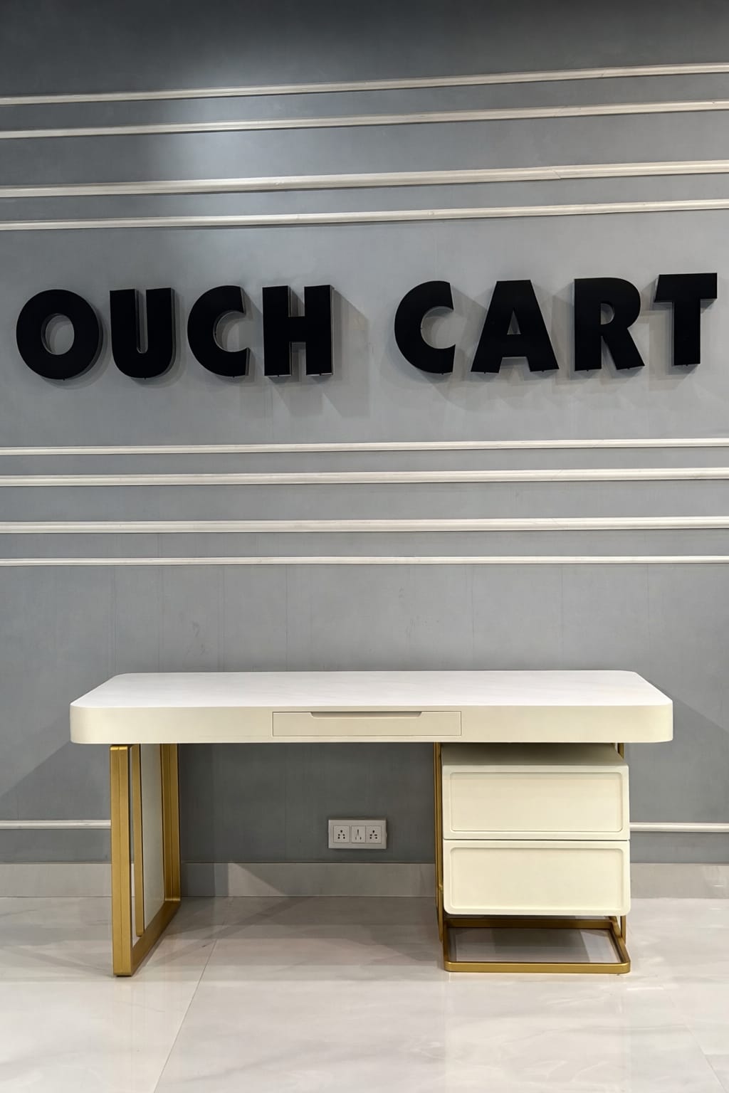 Stone Office Executive Desk with Storage for Computer