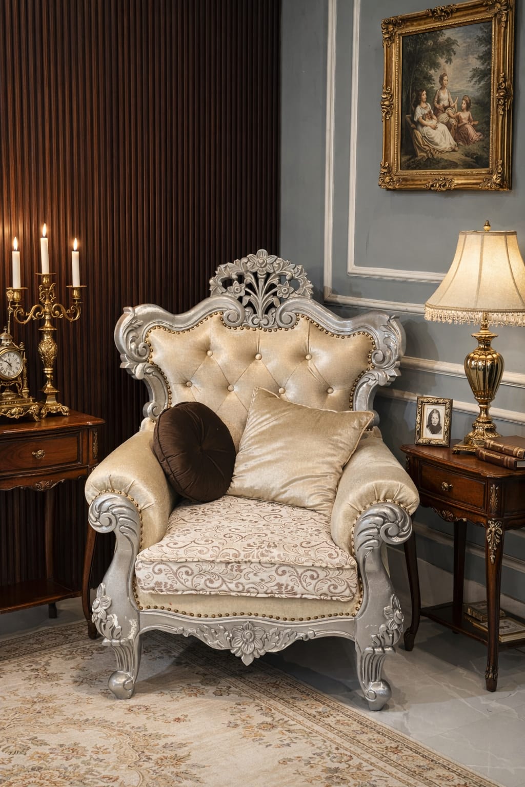 Handmade wooden standard sofa chair with amazing antique style look