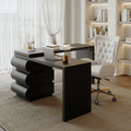 Modern L-Shaped Computer Desk with Reversible Corner Design & PU Leather Storage Drawers