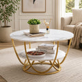Round Gold Coffee Table,2 Tier Coffee Tables for Living Room