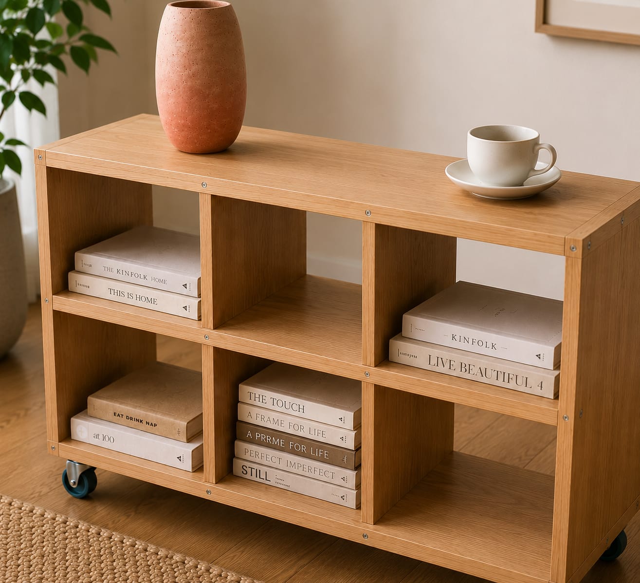 Ouch Cart Mobile Side Table with Book Storage