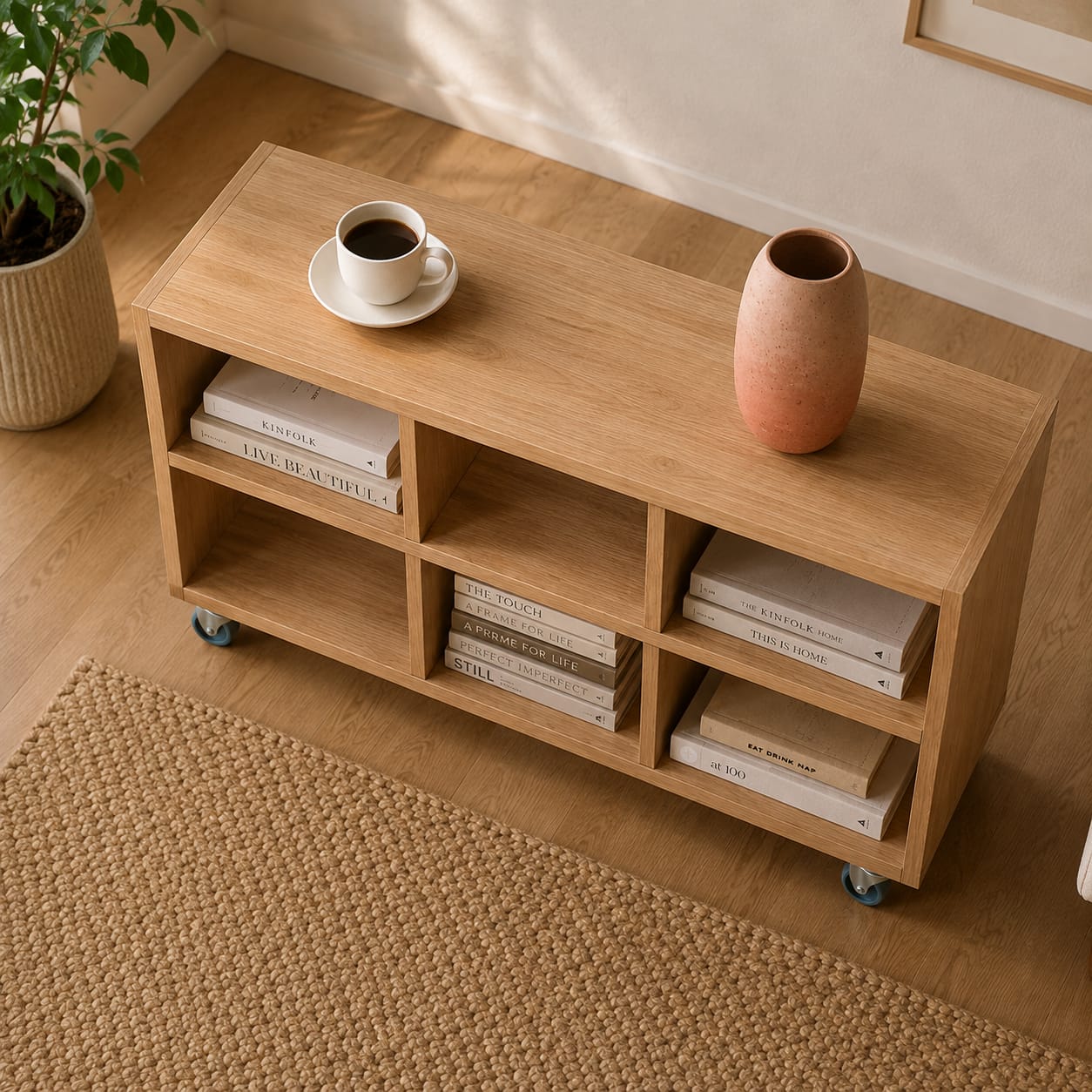 Ouch Cart Mobile Side Table with Book Storage