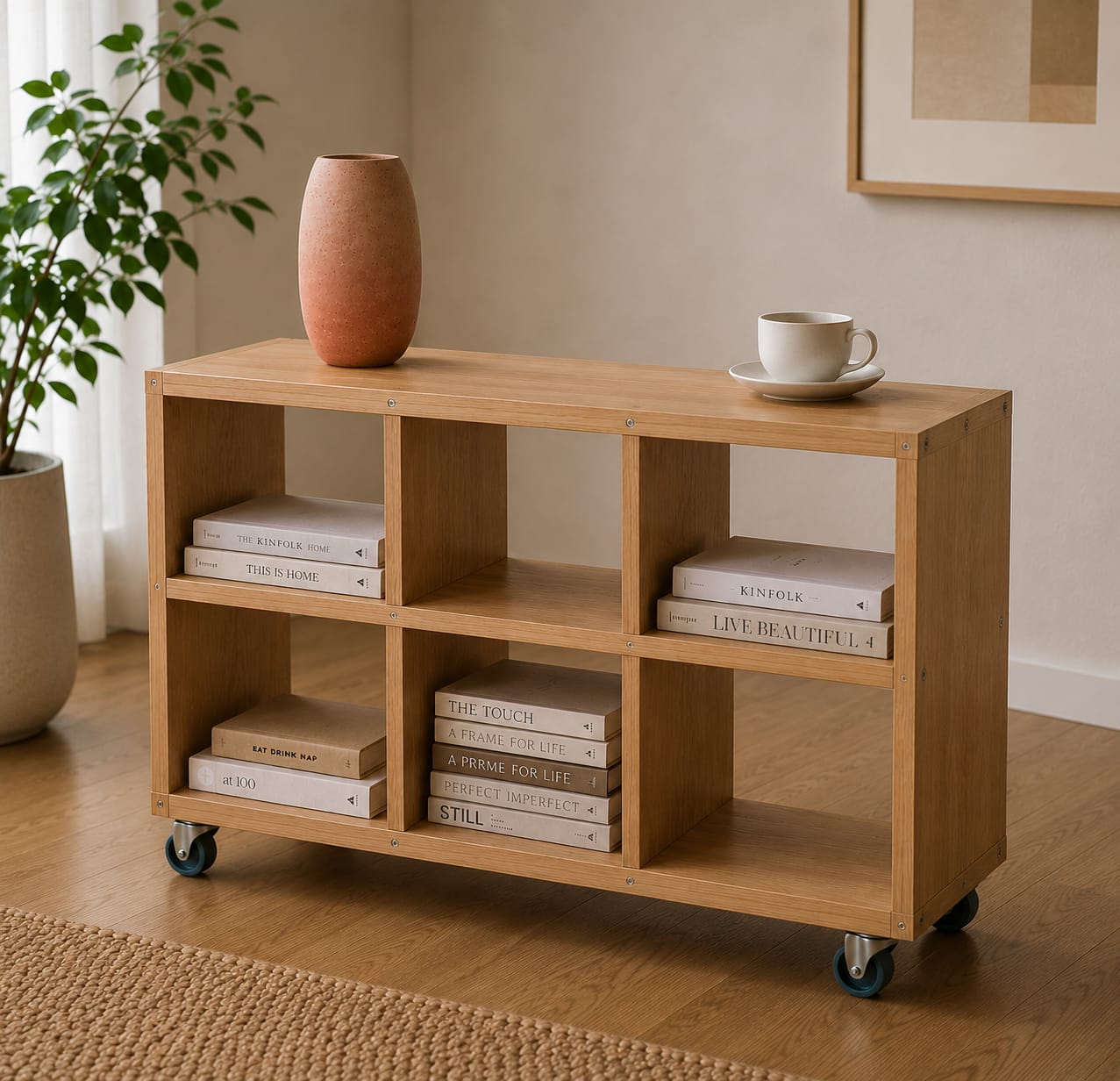 Ouch Cart Mobile Side Table with Book Storage