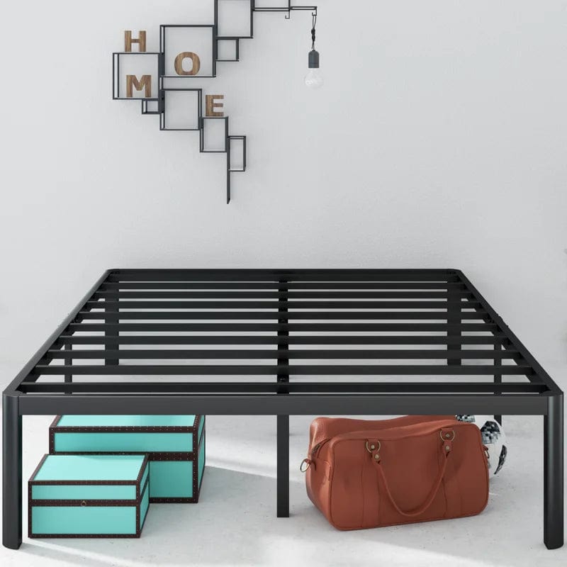 Whitlow Minimal Black Bed Frame With Curved Feet