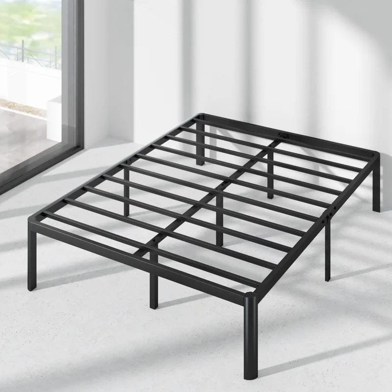 Whitlow Minimal Black Bed Frame With Curved Feet
