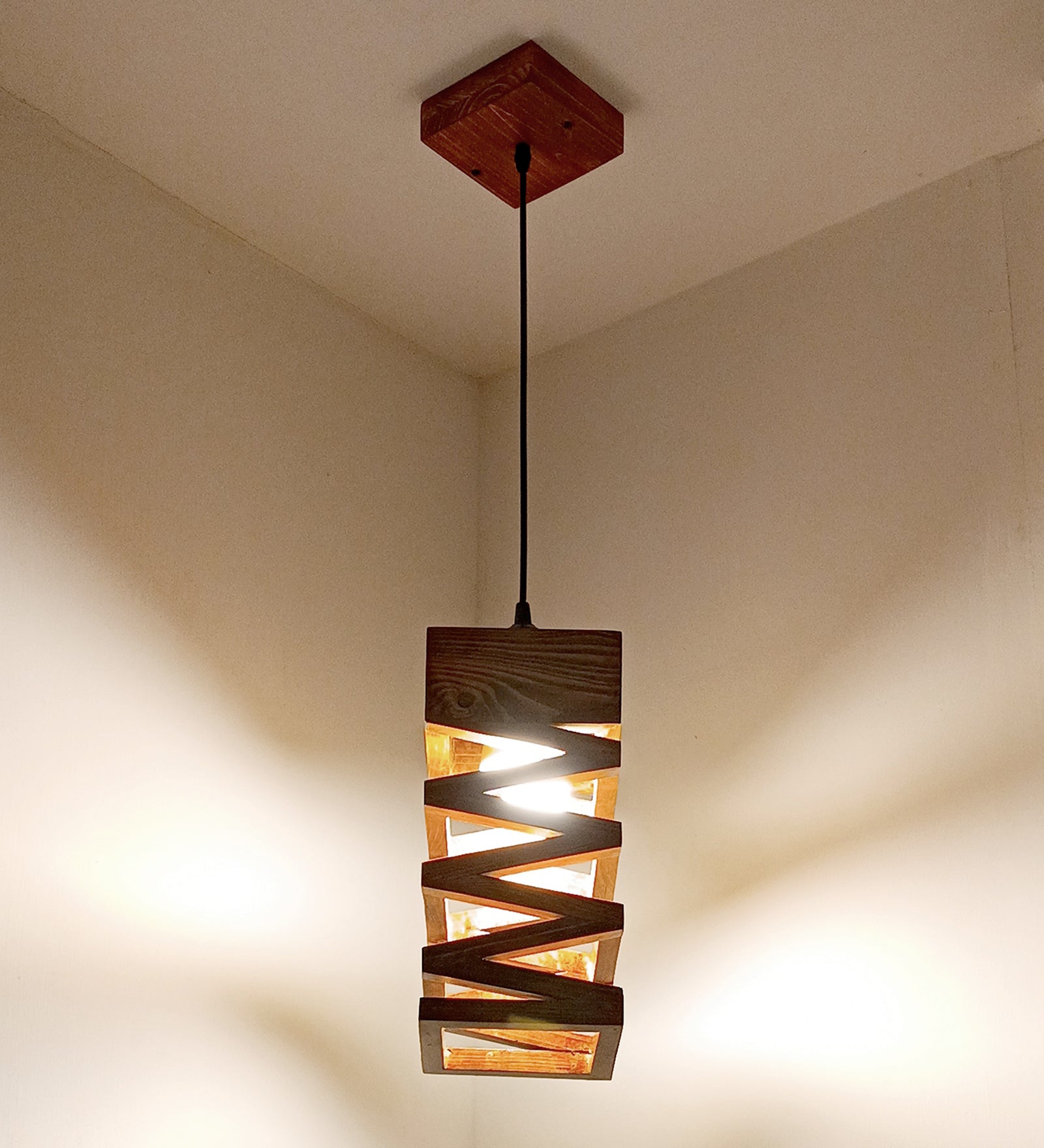 Wiggle Brown Wooden Single Hanging Lamp (BULB NOT INCLUDED)