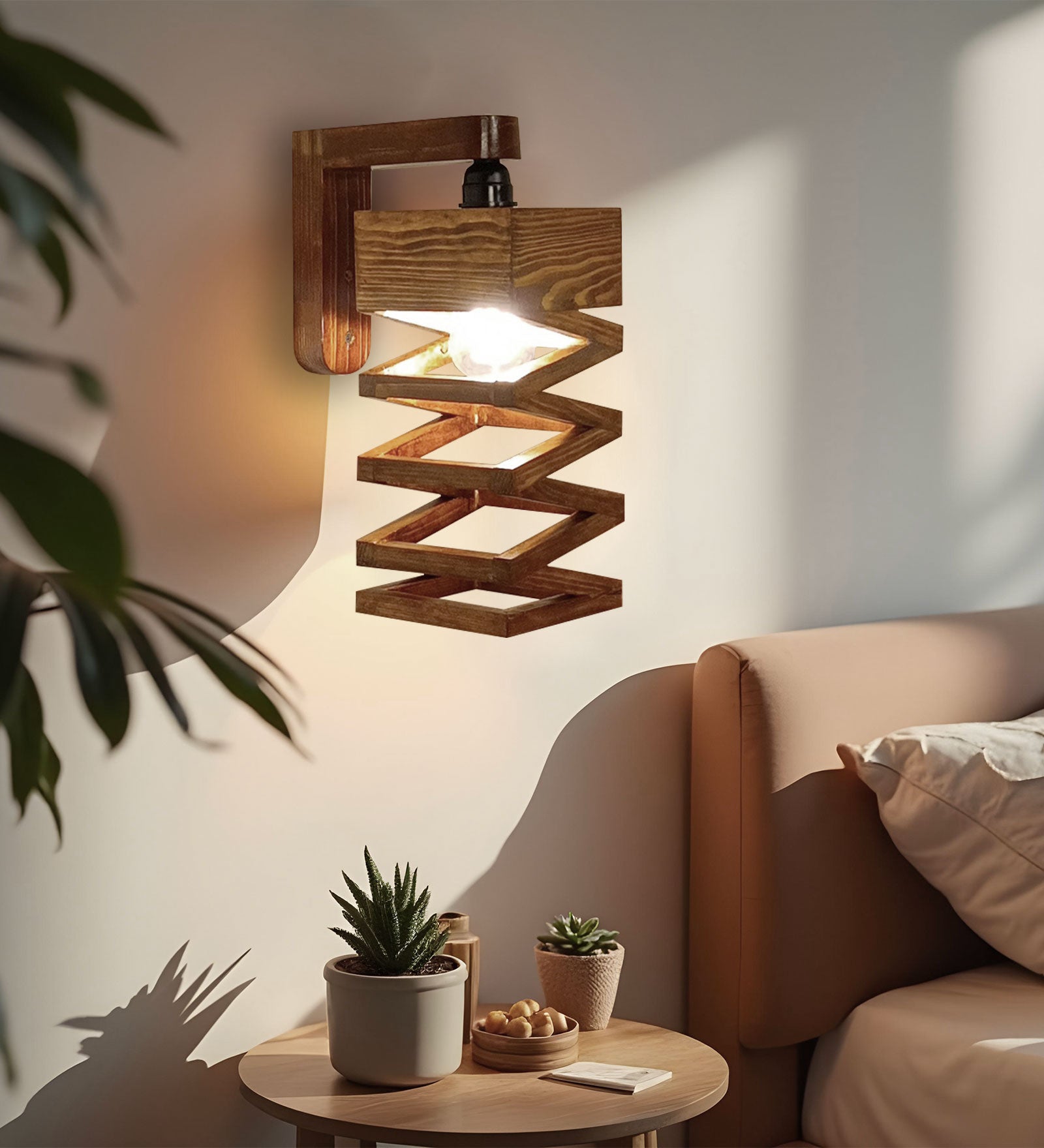 Wiggle Brown Wooden Wall Light (BULB NOT INCLUDED)