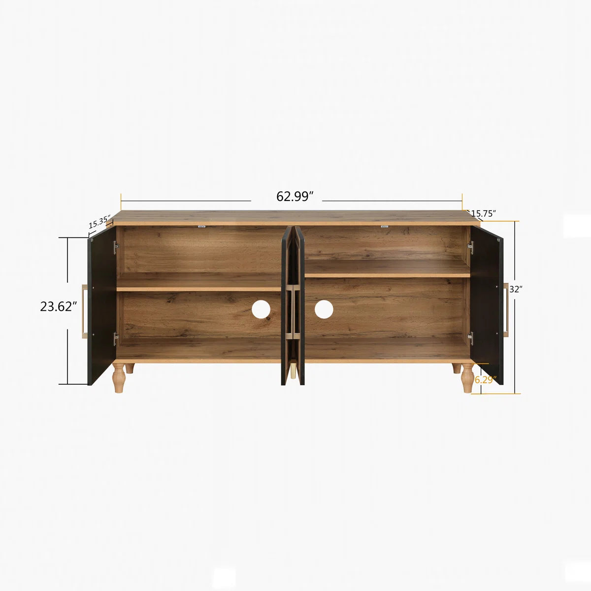 Wood Storage Cabinet with Carved Door and Metal Handle, Versatile and Stylish for Home Decor