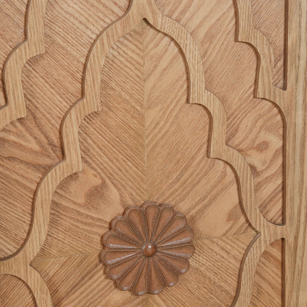 Wood Storage Cabinet with Carved Door and Metal Handle, Versatile and Stylish for Home Decor