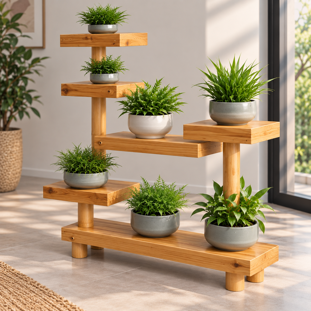Wooden Plant Stand for Indoor Plants | Multi-Tier Decorative Flower Pot Holder