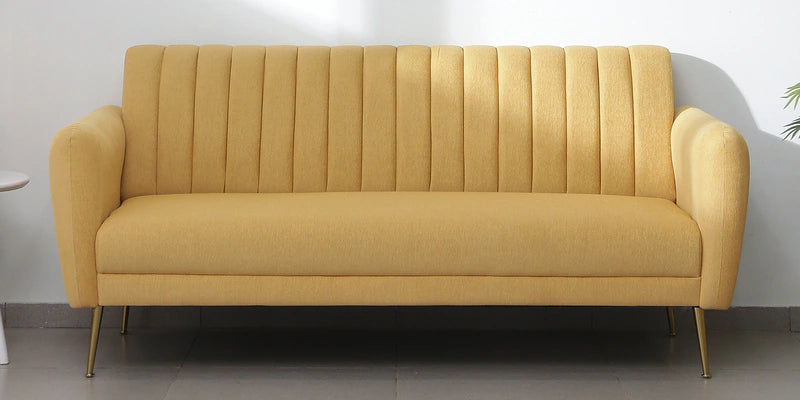 Fabric 3 Seater Sofa In Camel Yellow Colour