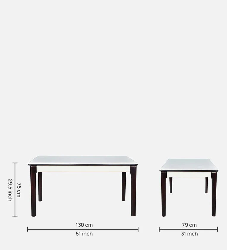 Marble 4 Seater Dining Set in White & Black Colour