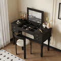 Modern Black Vanity Table with Mirror & Smart Storage – Solid & Engineered Wood