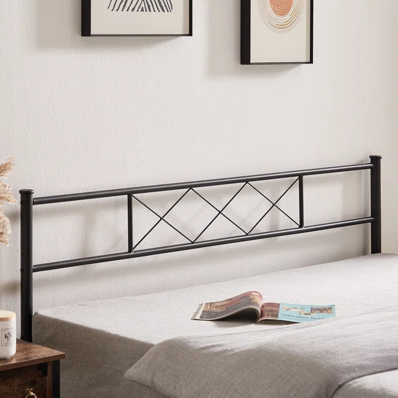 YT Metal Bed Frame with Headboard / Steel Slat Support