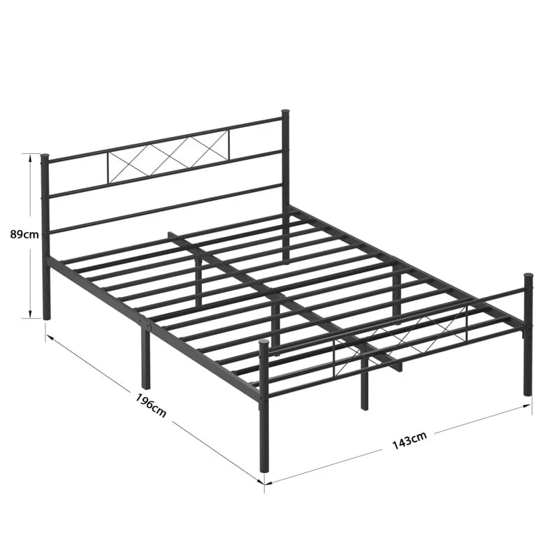 YT Metal Bed Frame with Headboard / Steel Slat Support