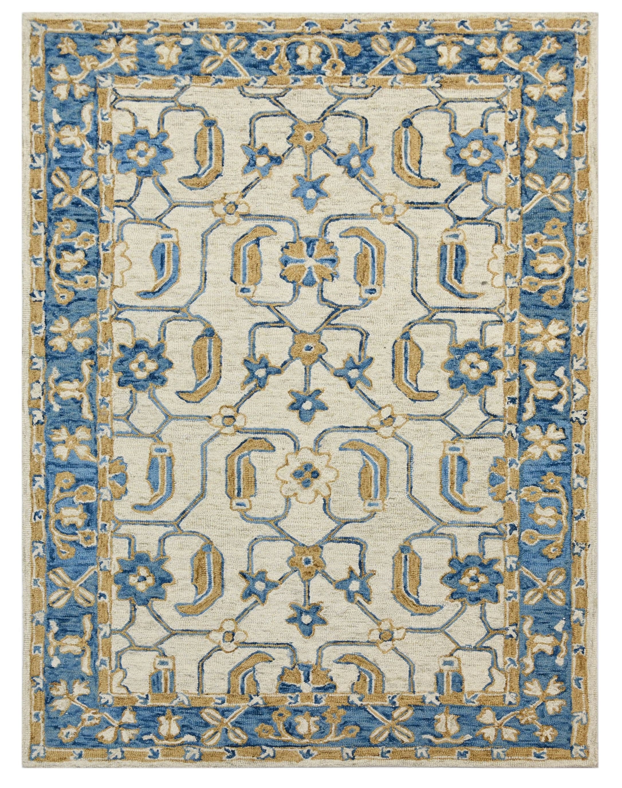 Royal Blue Wool Romania 4x6 Feet  Hand-Tufted Carpet - Rug