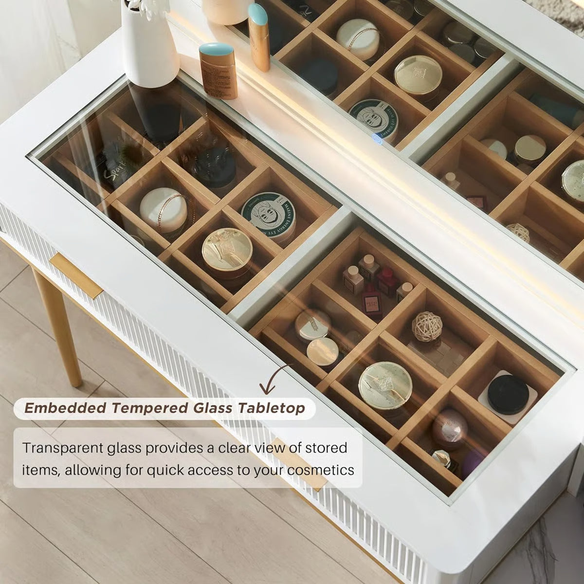 Large 48" Zadia Makeup Vanity Desk with 36" Mirror, 4 Drawers.