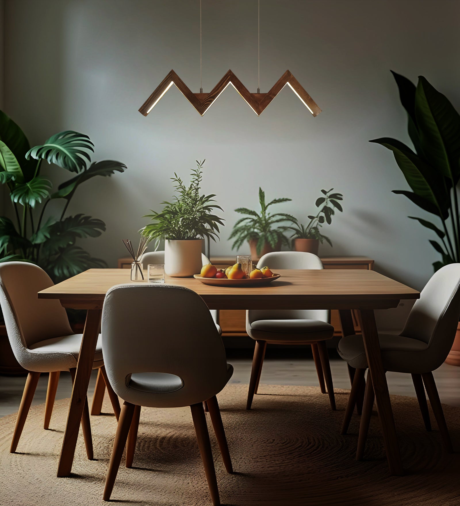 ZigZag 36 Brown Wooden LED Hanging Lamp